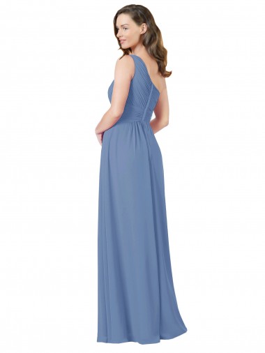 Azul Windsor Cubierta Un Hombre Gasa Largo Vestidos de dama de honor