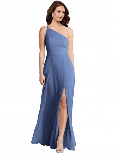 Azul Windsor línea A Un Hombre Gasa Largo Formales Vestidos de dama de honor / Vestidos de noche Asequibles