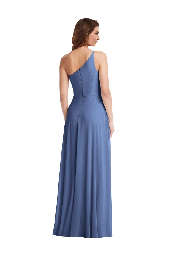 Azul Windsor línea A Un Hombre Gasa Largo Formales Vestidos de dama de honor / Vestidos de noche Asequibles