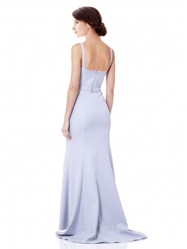 Azul cielo claro Sirena Tirantes espagueti Crepé Elástico Largo Formales Vestidos de dama de honor / Vestidos de fiesta