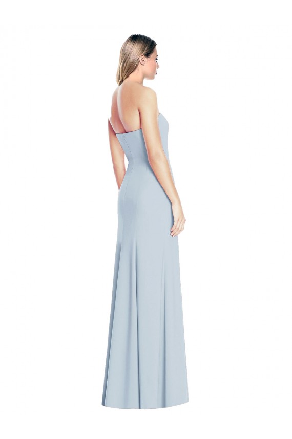 Azul cielo claro Trompeta Cuello de Corazón Sin tirantes Crepé Elástico Largo Vestidos de dama de honor / Vestidos de fiesta Asequibles