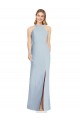 Azul cielo claro Trompeta Halter Cuello Alto Crepé Elástico Largo Formales Vestidos de dama de honor / Vestidos de noche Asequibles