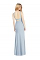 Azul cielo claro Trompeta Halter Cuello Alto Crepé Elástico Largo Formales Vestidos de dama de honor / Vestidos de noche Asequibles