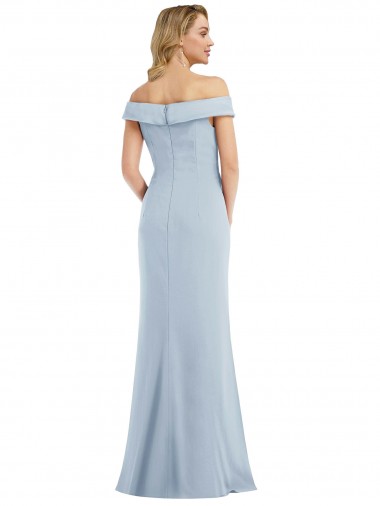 Azul cielo claro Trompeta Hombros Descubiertos Crepé Elástico Largo Vestidos de dama de honor / Vestidos de fiesta