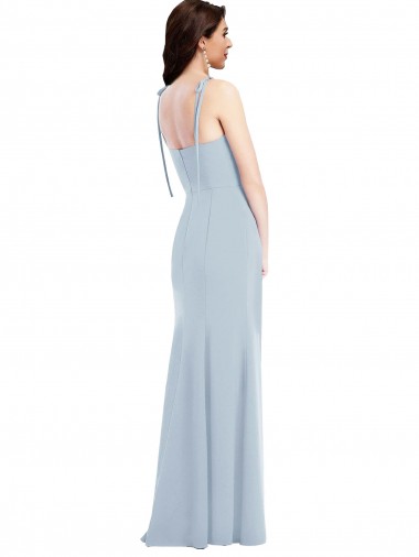 Azul cielo claro Trompeta Sin tirantes Crepé Elástico Largo Vestidos de dama de honor / Vestidos de fiesta