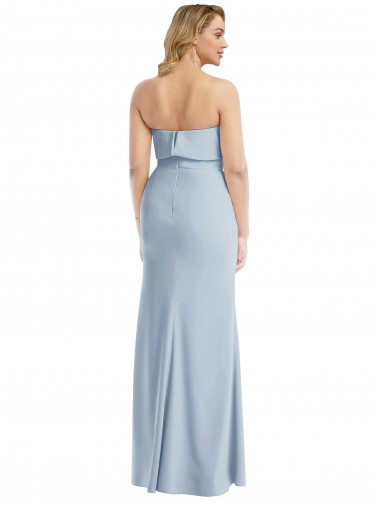 Azul cielo claro Trompeta Sin tirantes Crepé Elástico Largo Vestidos de dama de honor / Vestidos de fiesta
