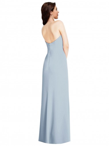 Azul cielo claro línea A Sin tirantes Crepé Elástico Largo Formales Vestidos de dama de honor / Vestidos de fiesta