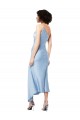 Azul cielo claro línea A Un Hombre Midi Satén sedoso Corto Formales Vestidos de dama de honor / Vestidos de fiesta / Vestidos de cóctel Asequibles