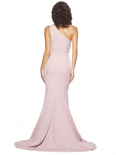 Cubierta Un Hombre Barrer tren Crepé Elástico Largo Vestidos de dama de honor / Vestidos de fiesta