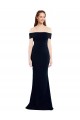 Azul marina oscuro Sirena Hombros Descubiertos Crepé Elástico Largo Formales Vestidos de dama de honor / Vestidos de fiesta Asequibles