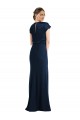Azul marina oscuro Trompeta Hombros Descubiertos Crepé Elástico Largo Formales Vestidos de dama de honor / Vestidos de fiesta Asequibles