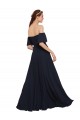 Azul marina oscuro línea A Hombros Descubiertos Gasa Largo Vestidos de dama de honor / Vestidos de fiesta Asequibles