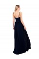 Azul marina oscuro línea A Tirantes espagueti Gasa Largo Formales Vestidos de dama de honor / Vestidos de noche Asequibles