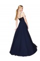 Azul marina oscuro línea A Tirantes espagueti Gasa Lentejuela Largo Vestidos de dama de honor / Vestidos de fiesta Asequibles