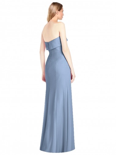 Azul polvoriento Trompeta Sin tirantes Gasa Largo Vestidos de dama de honor