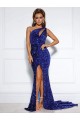 Azul real Sirena Un Hombre Cola corte Lentejuelas Terciopelo Largo Vestidos de fiesta Asequibles