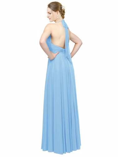 Bígaro línea A Halter Gasa Largo Vestidos de dama de honor