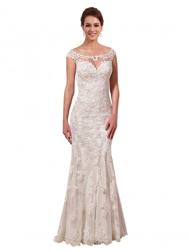 Blanco Cubierta Barco Ilusión Cola capilla Encaje Vestidos de novia