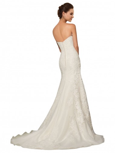 Blanco Cubierta Cuello de Corazón Cola capilla Tul Encaje Vestidos de novia