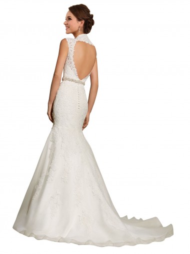Blanco Sirena Cuello de Corazón Cola capilla Tul Encaje Vestidos de novia