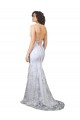Blanco Sirena Cuello en V Cuello Alto Crepé Elástico Lentejuela Tul Largo Formales Vestidos de dama de honor / Vestidos de fiesta Asequibles