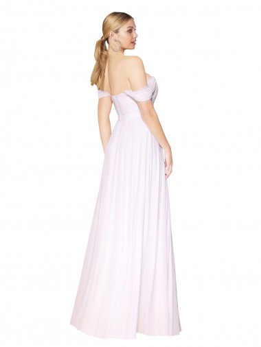 Blanco línea A Hombros Descubiertos Gasa Largo Formales Vestidos de dama de honor / Vestidos de fiesta