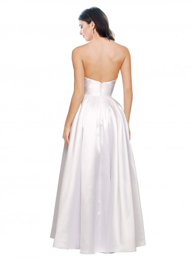 Blanco línea A Sin tirantes Satén elástico Largo Formales Vestidos de dama de honor / Vestidos de fiesta