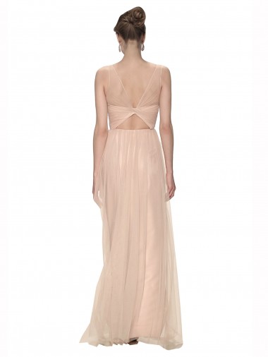 Blush 95 Cubierta Ilusión Cuello de Corazón Tul Largo Vestidos de dama de honor
