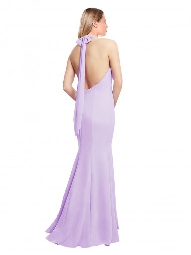 Borgoña Sirena Halter Gasa Largo Vestidos de dama de honor