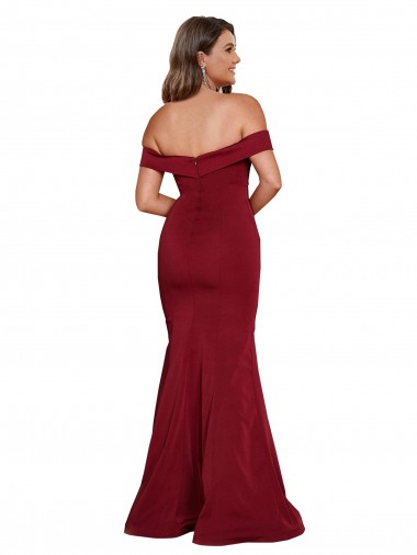Borgoña Sirena Hombros Descubiertos Spandex Largo Formales Vestidos de dama de honor / Vestidos de fiesta