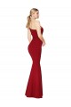 Borgoña Sirena Un Hombre Cuello Alto Crepé Elástico Largo Formales Vestidos de dama de honor / Vestidos de fiesta Asequibles