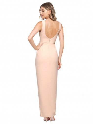 Cubierta Cuadrado Crepé Elástico Largo Formales Vestidos de dama de honor / Vestidos de fiesta
