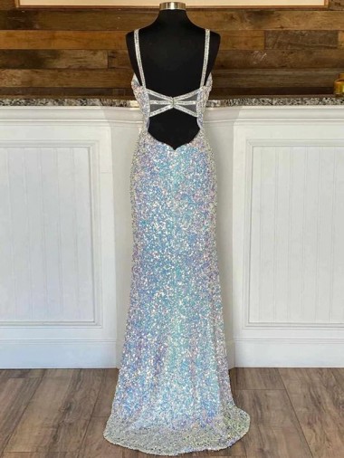 Cubierta Cuello en V Barrer tren Lentejuelas Terciopelo Largo Vestidos de fiesta