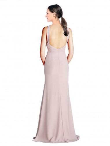 Cubierta Halter Cuello Alto Gasa Largo Vestidos de dama de honor