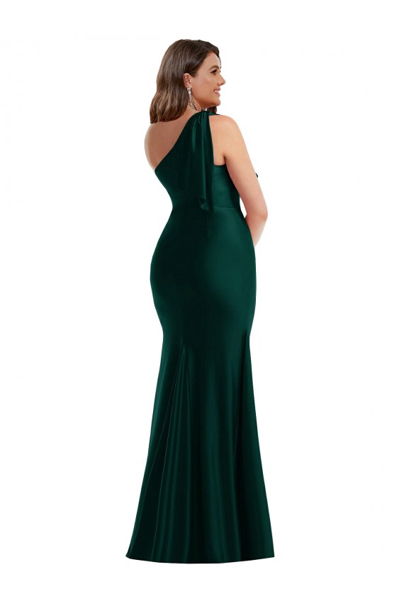 Evergreen Sirena Un Hombre Satén sedoso Largo Formales Vestidos de dama de honor / Vestidos de fiesta Asequibles