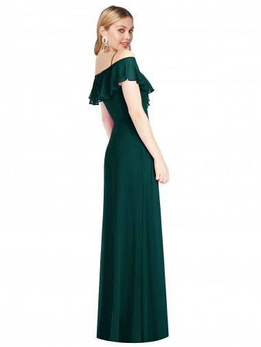 Evergreen Trompeta Tirantes espagueti Gasa Largo Vestidos de dama de honor