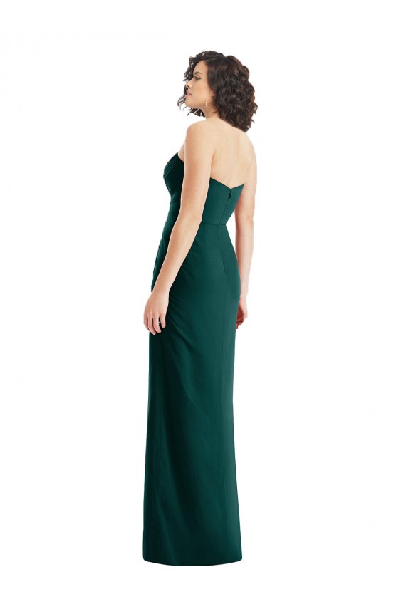 Evergreen línea A Cuello de Corazón Sin tirantes Gasa Largo Vestidos de dama de honor Asequibles