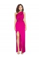Fucsia Cubierta Un Hombre Satén sedoso Largo Formales Vestidos de dama de honor / Vestidos de fiesta Asequibles