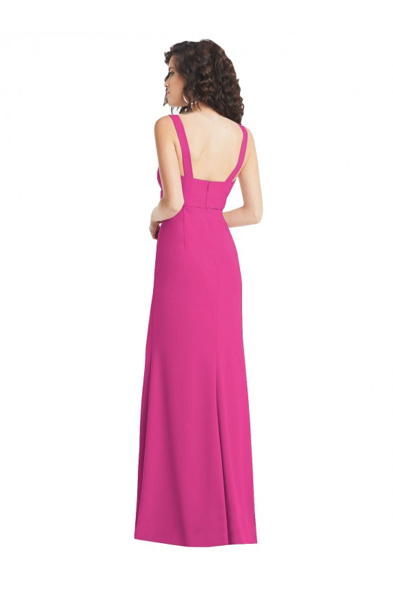 Fucsia Trompeta Cuadrado Crepé Elástico Largo Vestidos de dama de honor / Vestidos de fiesta Asequibles