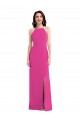 Fucsia Trompeta Halter Cuello Alto Crepé Elástico Largo Formales Vestidos de dama de honor / Vestidos de fiesta Asequibles