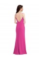 Fucsia Trompeta Halter Cuello Alto Crepé Elástico Largo Formales Vestidos de dama de honor / Vestidos de fiesta Asequibles