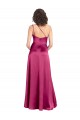 Fucsia línea A Un Hombre Satén elástico Largo Formales Vestidos de dama de honor / Vestidos de fiesta Asequibles