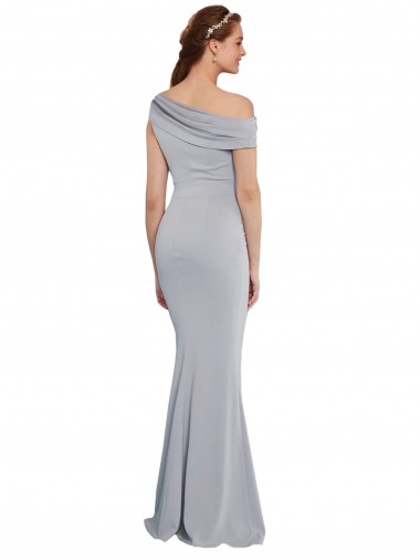 Gris 24 Sirena Un Hombre Crepé Elástico Largo Formales Vestidos de dama de honor / Vestidos de fiesta