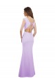 Lila Columna Cuello redondo Gasa Largo Vestidos de dama de honor Asequibles