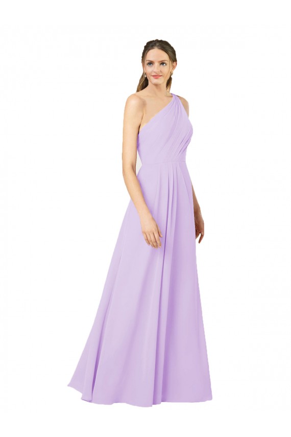 Lila Cubierta Un Hombre Gasa Largo Formales Vestidos de dama de honor / Vestidos de noche Asequibles