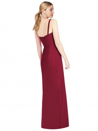 Lila Sirena Tirantes espagueti Cuello en V Sin tirantes Gasa Largo Vestidos de dama de honor