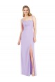 Lila Sirena Tirantes espagueti Cuello en V Sin tirantes Gasa Largo Vestidos de dama de honor Asequibles