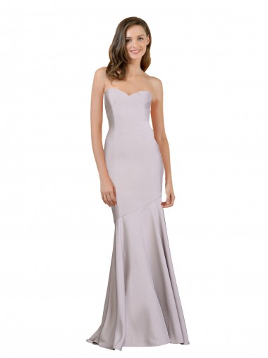 Lila ártica Sirena Sin tirantes Crepé Elástico Largo Vestidos de dama de honor / Vestidos de fiesta Asequibles