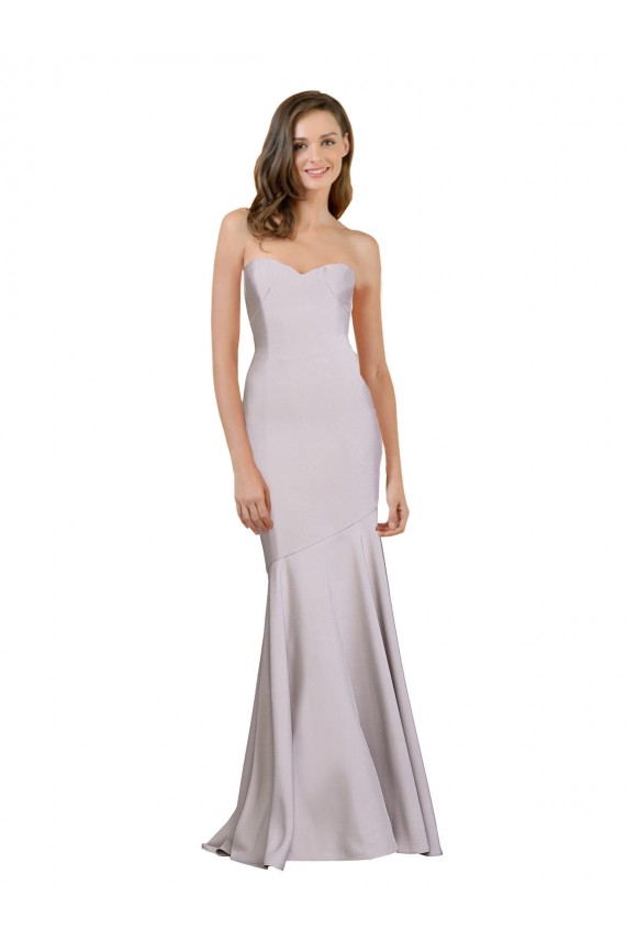 Lila ártica Sirena Sin tirantes Crepé Elástico Largo Vestidos de dama de honor / Vestidos de fiesta Asequibles