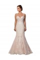 Marfil & Champán Sirena Tirantes espagueti Cola capilla Encaje Boho Vestidos de novia Asequibles